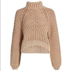Free People Sweetheart Mock Neck Sweater in Taupe (Size M)